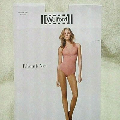 WOLFORD MIDNIGHT BLUE RHOMB NET TIGHTS  SIZE MEDIUM (M)